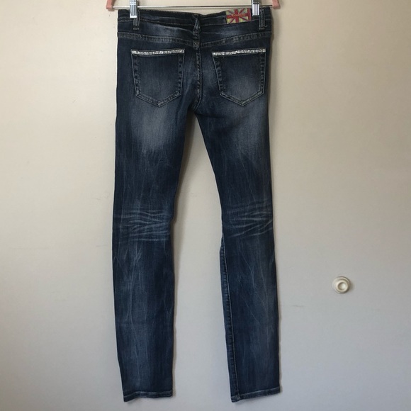 Machine Pour Neuf Mode Brand Studded Jeans Size 5 - Picture 8 of 9